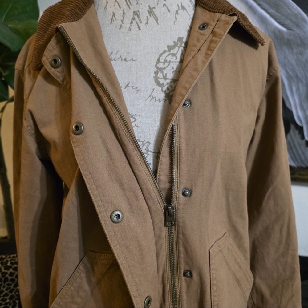 Old Navy Tan Barn Jacket with Brown Corduroy Collar - Picture 5 of 7